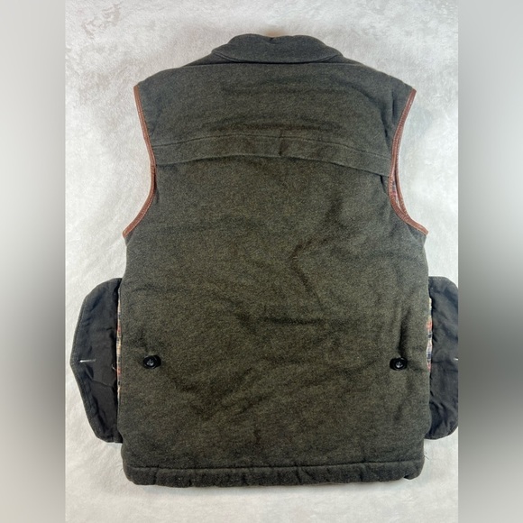 Polo Ralph Lauren Size Small Button Front Leather Detail Hunting Brown Vest EUC - Picture 9 of 14